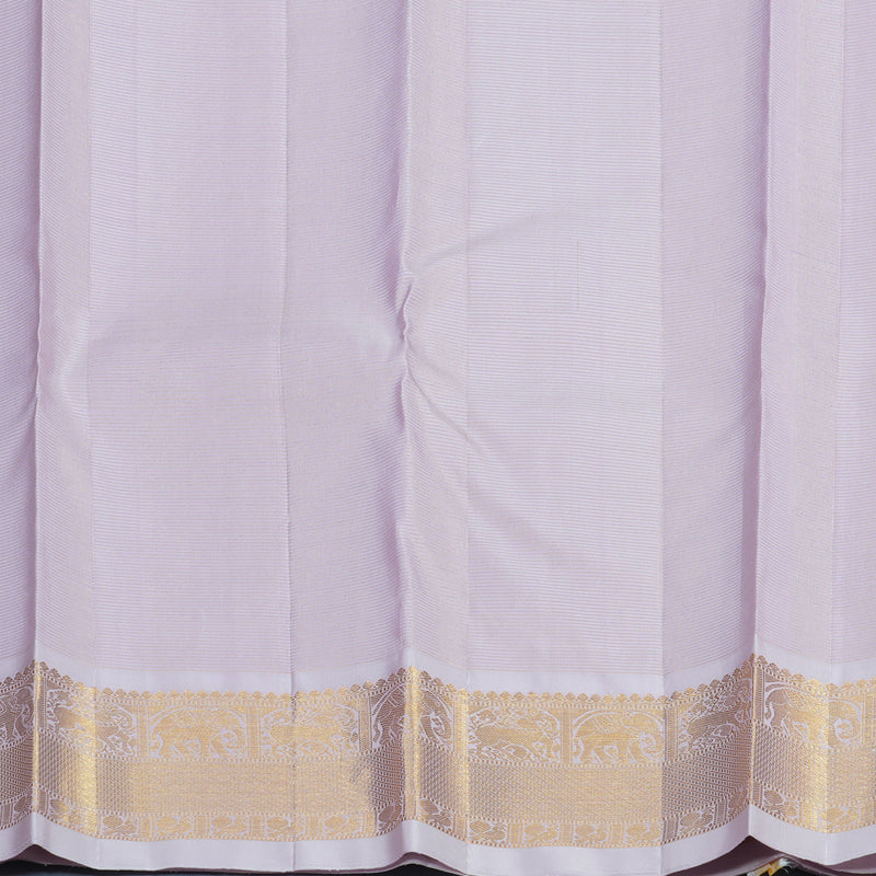 Hayagrivas Handloom Orangish-Pink Kanjivaram Silk Saree with Lilac Border KBE1448J2-1