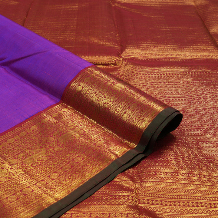 Hayagrivas Handloom Purple Kanjivaram Silk Saree with Maroon Border KBE1449J2-1