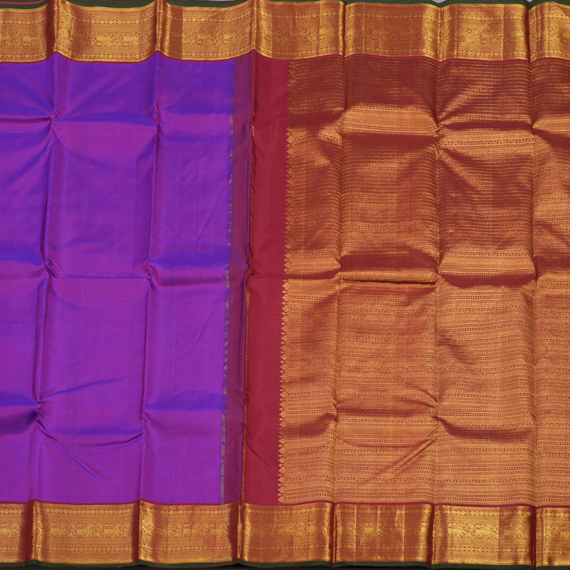 Hayagrivas Handloom Purple Kanjivaram Silk Saree with Maroon Border KBE1449J2-1