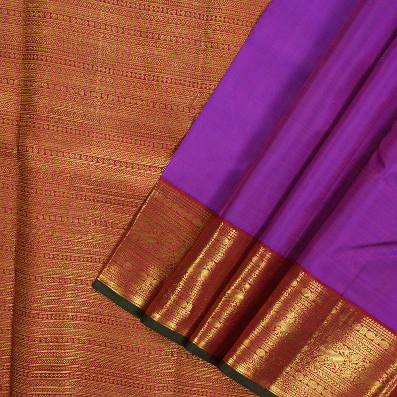 Hayagrivas Handloom Purple Kanjivaram Silk Saree with Maroon Border KBE1449J2-1