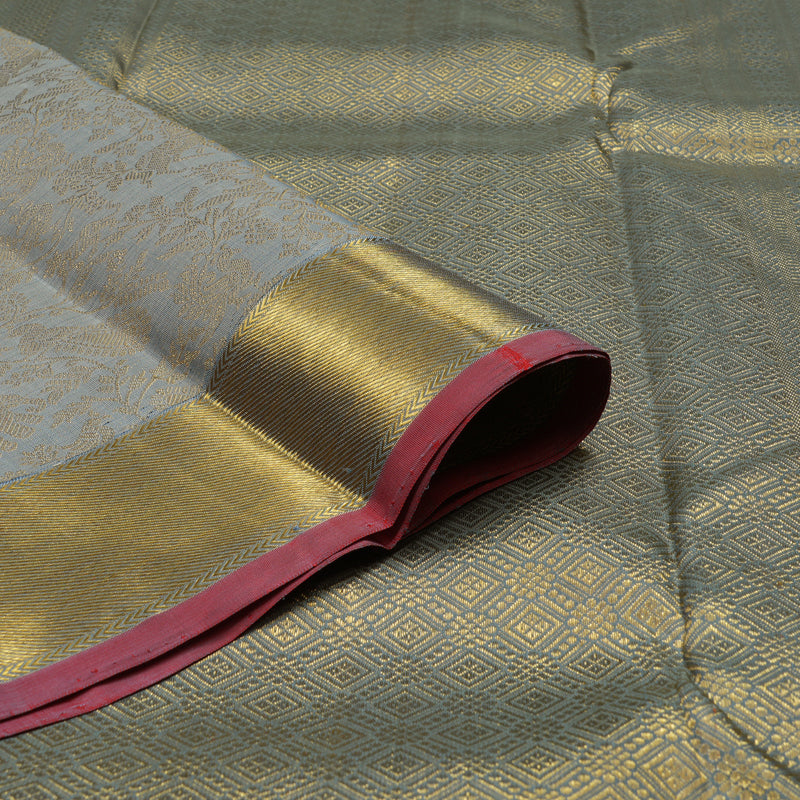 Hayagrivas Handloom Silver Grey Kanjivaram Silk Saree KBE1452J1-1