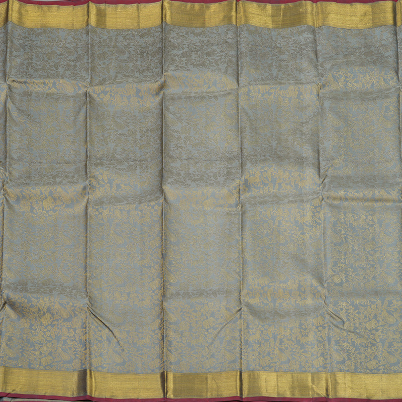 Hayagrivas Handloom Silver Grey Kanjivaram Silk Saree KBE1452J1-1