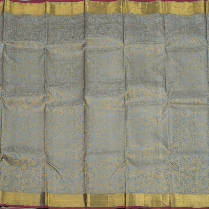 Hayagrivas Handloom Silver Grey Kanjivaram Silk Saree KBE1452J1-1
