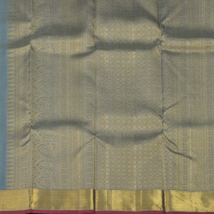 Hayagrivas Handloom Silver Grey Kanjivaram Silk Saree KBE1452J1-1