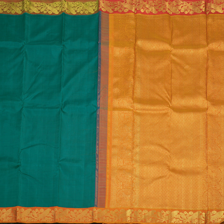 Hayagrivas Handloom Emerald Green Kanjivaram Silk Saree with Ganga Jamuna border KBE1453J2-1