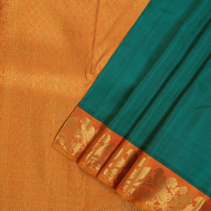 Hayagrivas Handloom Emerald Green Kanjivaram Silk Saree with Ganga Jamuna border KBE1453J2-1