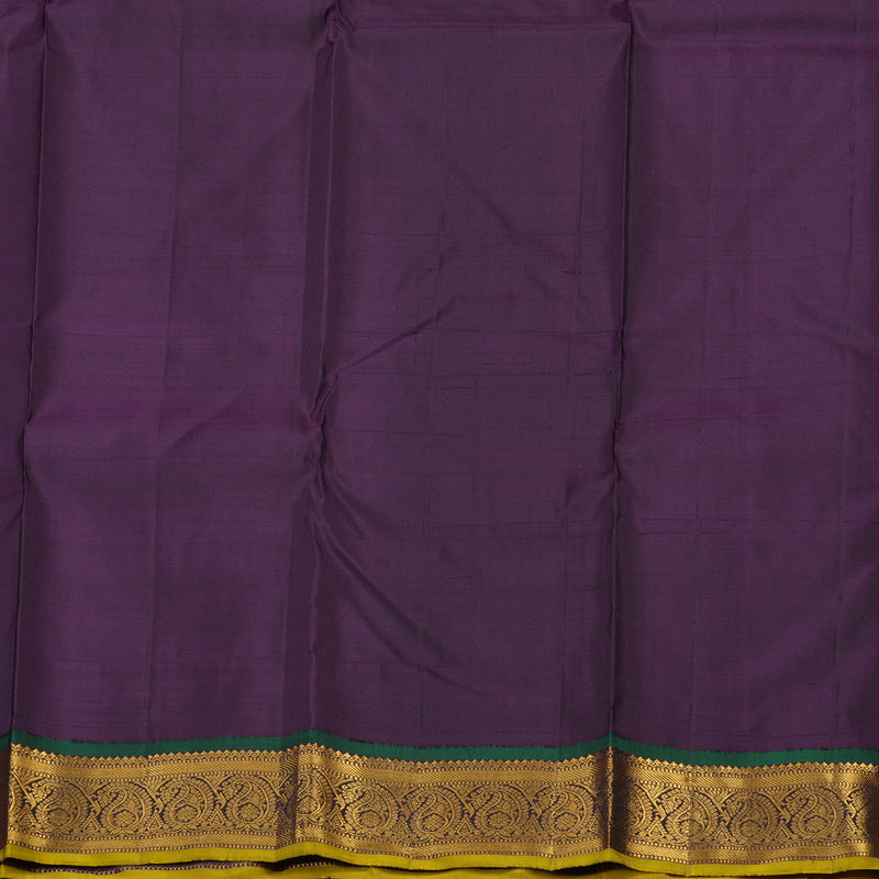 Hayagrivas Korvai Kanjivaram Silk Saree in Half Dutch White with Nagapazham contrast KBE1453J3-1