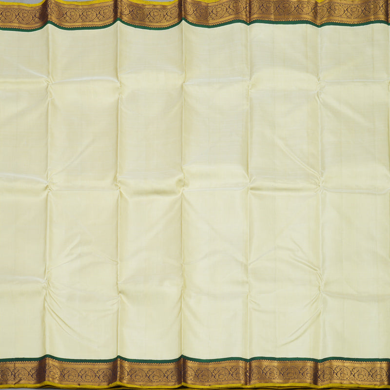 Hayagrivas Korvai Kanjivaram Silk Saree in Half Dutch White with Nagapazham contrast KBE1453J3-1