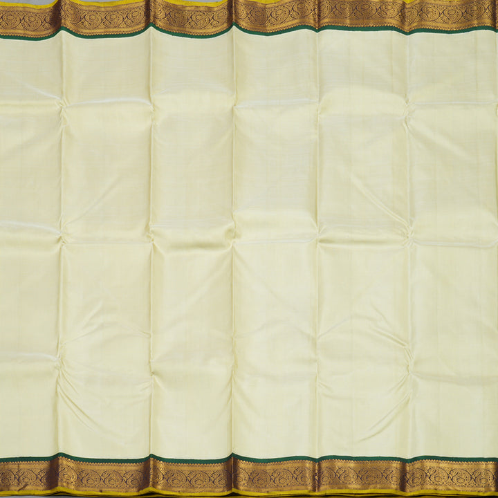 Hayagrivas Korvai Kanjivaram Silk Saree in Half Dutch White with Nagapazham contrast KBE1453J3-1