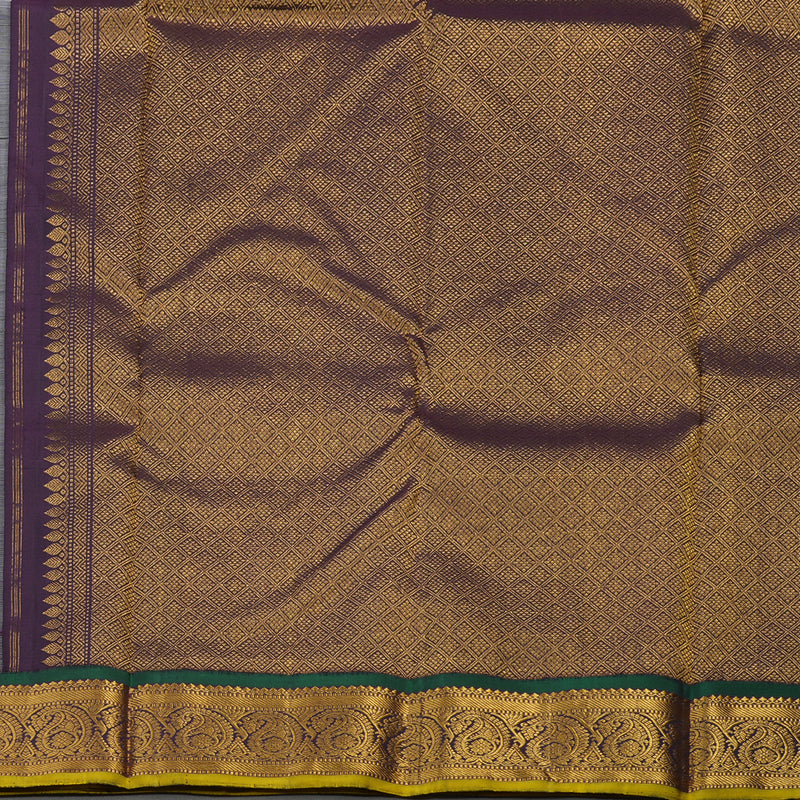 Hayagrivas Korvai Kanjivaram Silk Saree in Half Dutch White with Nagapazham contrast KBE1453J3-1