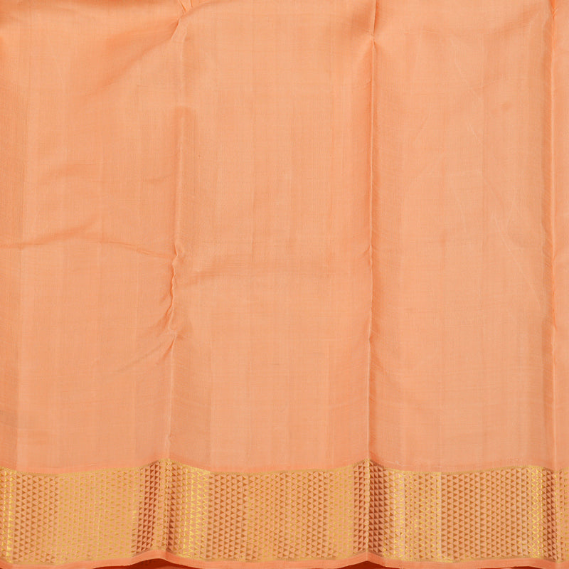 Hayagrivas Handloom Fluorescent Green Kanjivaram Silk Saree with Peach Orange Border KBE1454J3-1