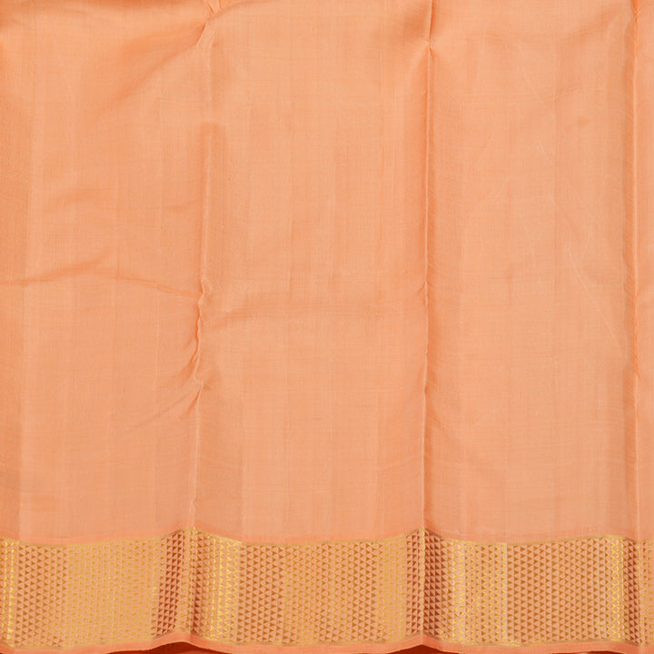 Hayagrivas Handloom Fluorescent Green Kanjivaram Silk Saree with Peach Orange Border KBE1454J3-1