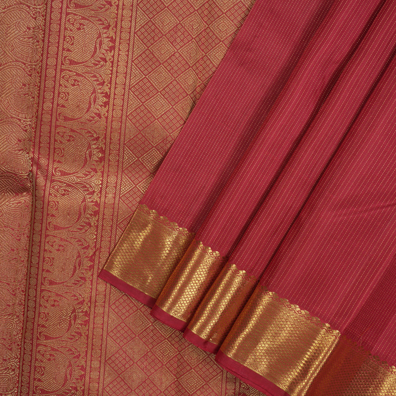 Hayagrivas Handloom Maroon Kanjivaram Silk Saree KBE1456J1-1