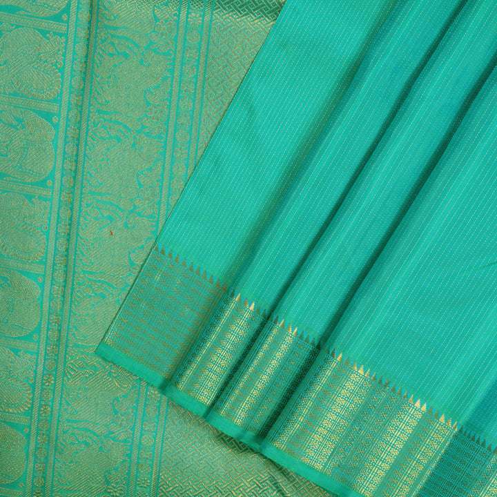 Hayagrivas Handloom Sea Green Kanjivaram Silk Saree KBE1456J2-1