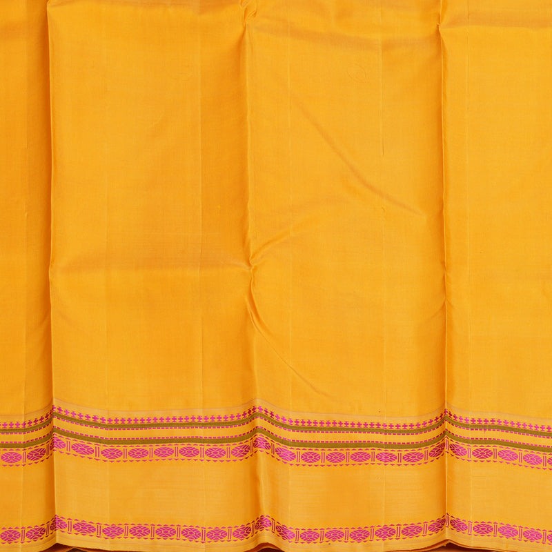 Hayagrivas Handloom Rani Pink Kanjivaram Silk Saree with Mango Yellow Border KBE145D6-2