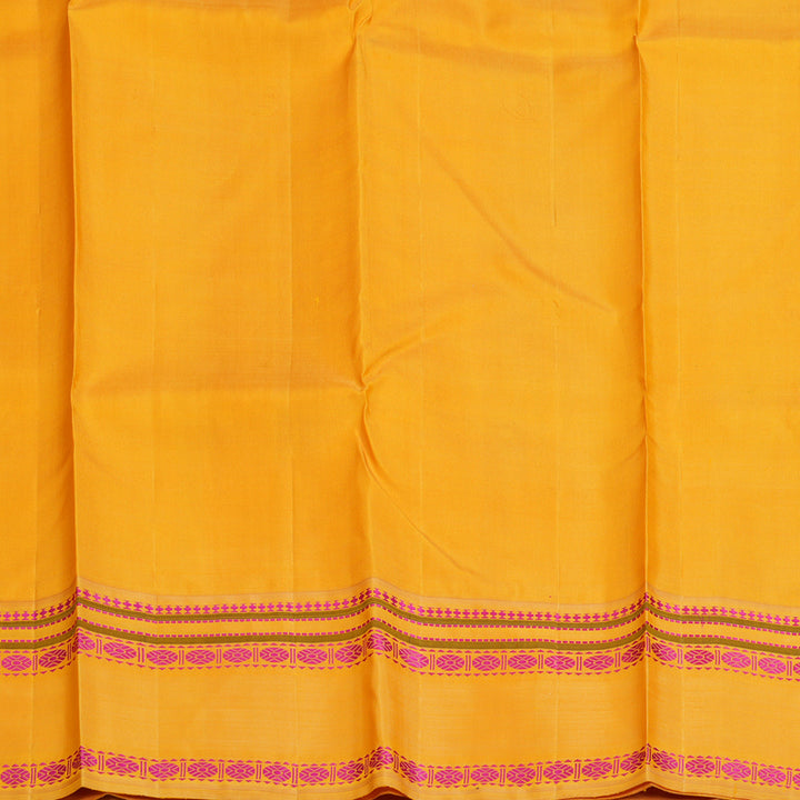 Hayagrivas Handloom Rani Pink Kanjivaram Silk Saree with Mango Yellow Border KBE145D6-2
