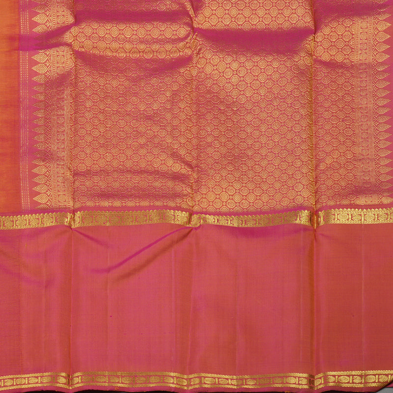 Hayagrivas Handloom Mustard Kanjivaram Silk Saree with Ganga Jamuna border KBE1461J1-1