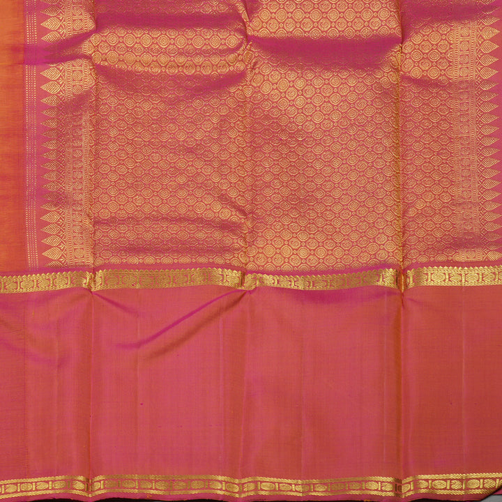 Hayagrivas Handloom Mustard Kanjivaram Silk Saree with Ganga Jamuna border KBE1461J1-1