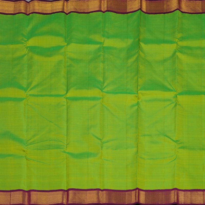 Hayagrivas Handloom Fluorescent Green Kanjivaram Silk Saree with Deep Violet border KBE1462J2-1