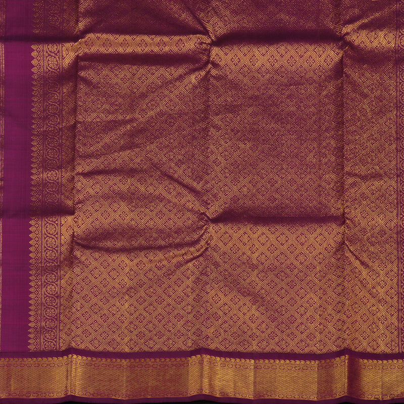 Hayagrivas Handloom Fluorescent Green Kanjivaram Silk Saree with Deep Violet border KBE1462J2-1