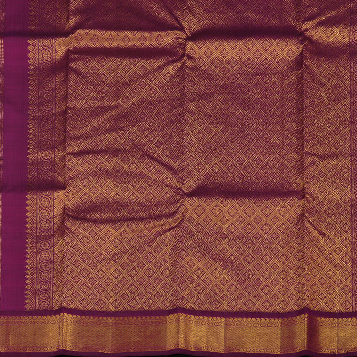 Hayagrivas Handloom Fluorescent Green Kanjivaram Silk Saree with Deep Violet border KBE1462J2-1