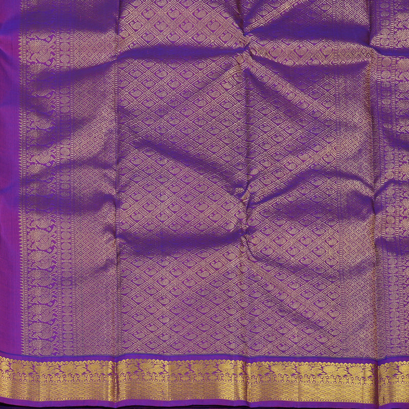 Hayagrivas Handloom Fluorescent Green Kanjivaram Silk Saree with Purple Border KBE1462J3-3