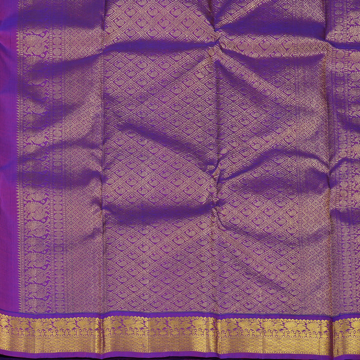 Hayagrivas Handloom Fluorescent Green Kanjivaram Silk Saree with Purple Border KBE1462J3-3