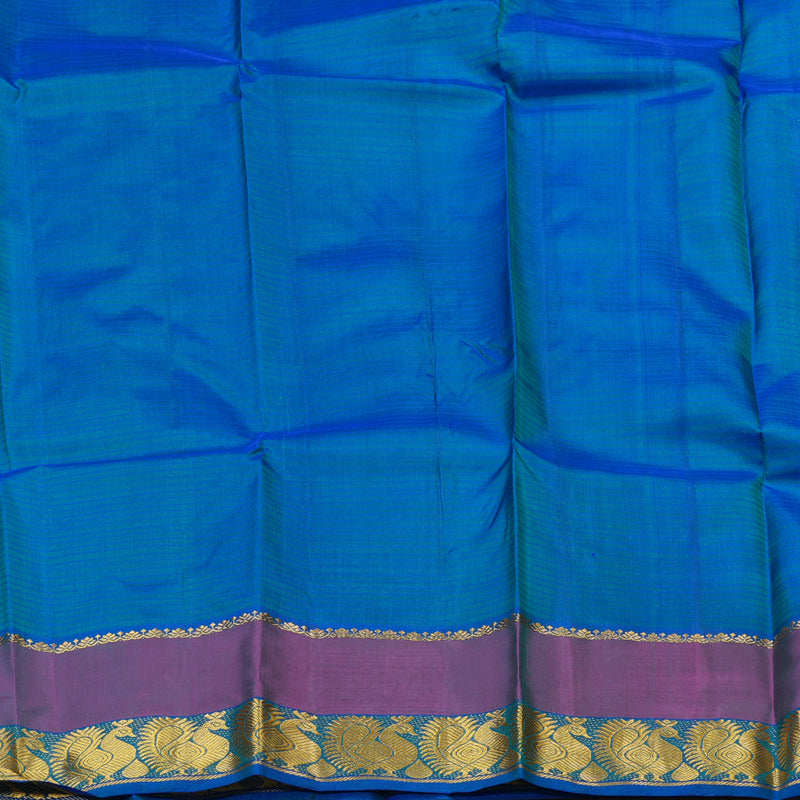 Hayagrivas Handloom Blue-Green Kanjivaram Silk Saree with Purple Border KBE1463J2-12