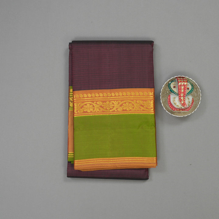 Hayagrivas Handloom Wine Maroon Kanjivaram Silk Saree with Ganga Jamuna Border KBE1463J2-17