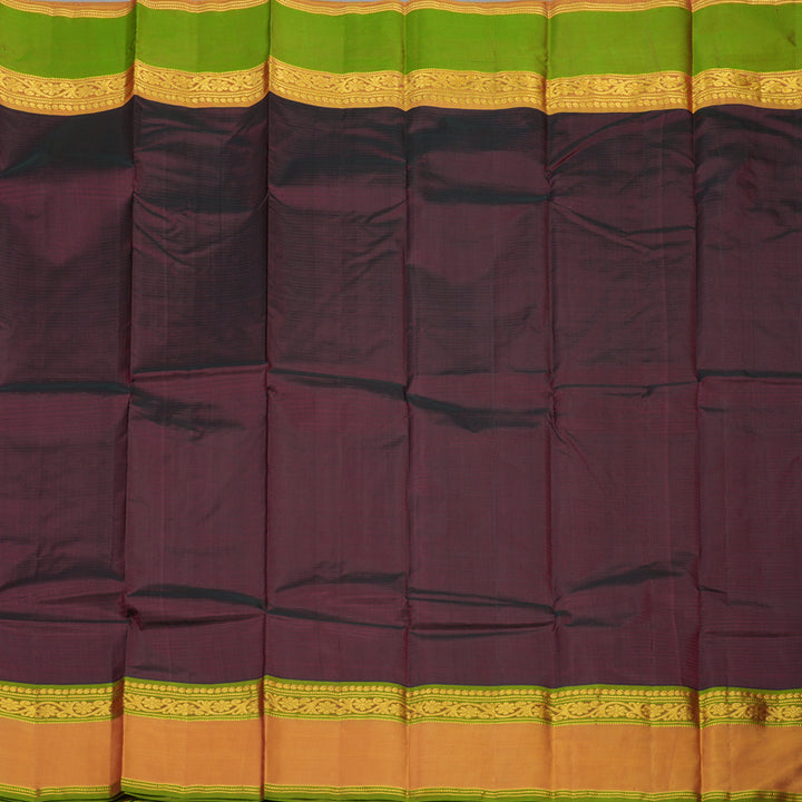 Hayagrivas Handloom Wine Maroon Kanjivaram Silk Saree with Ganga Jamuna Border KBE1463J2-17