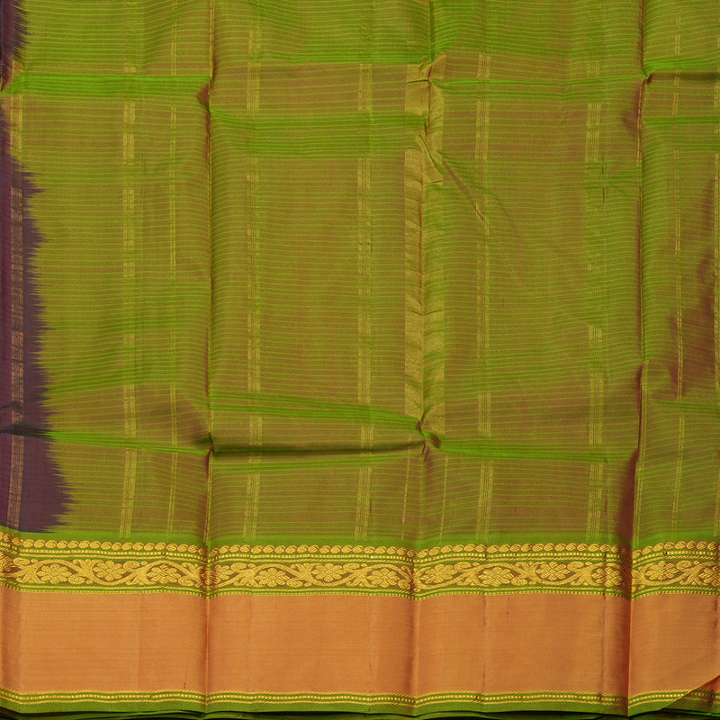 Hayagrivas Handloom Wine Maroon Kanjivaram Silk Saree with Ganga Jamuna Border KBE1463J2-17