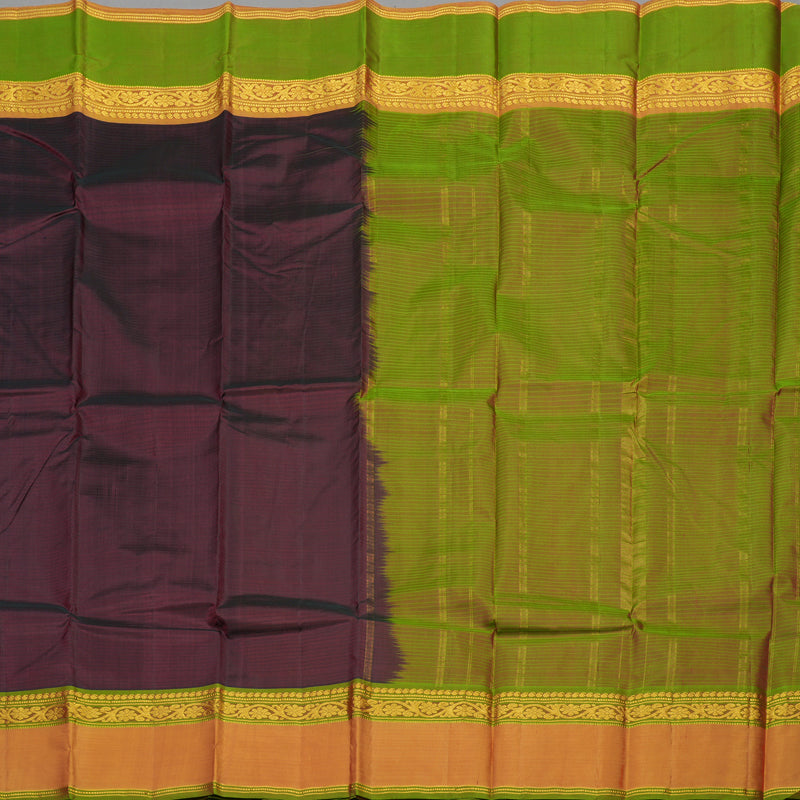 Hayagrivas Handloom Wine Maroon Kanjivaram Silk Saree with Ganga Jamuna Border KBE1463J2-17