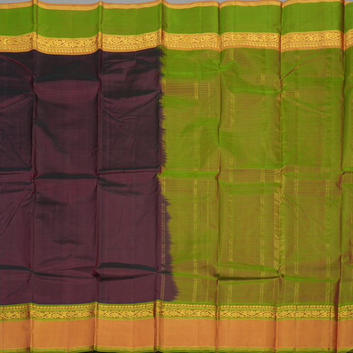 Hayagrivas Handloom Wine Maroon Kanjivaram Silk Saree with Ganga Jamuna Border KBE1463J2-17