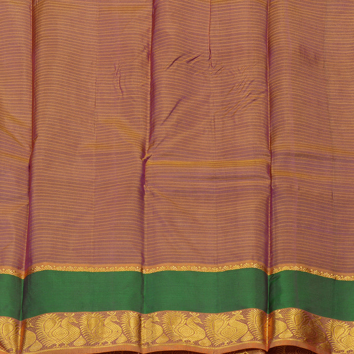Hayagrivas Handloom Deep Violet Kanjivaram Silk Saree with Golden Orange Border KBE1463J2-19