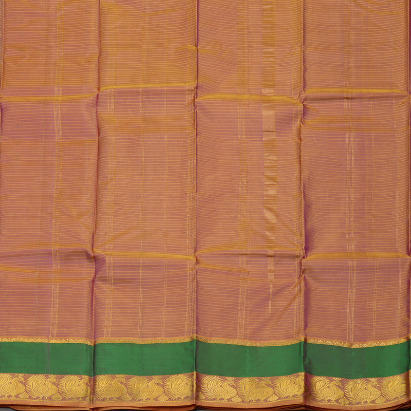 Hayagrivas Handloom Deep Violet Kanjivaram Silk Saree with Golden Orange Border KBE1463J2-19
