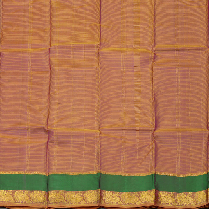 Hayagrivas Handloom Deep Violet Kanjivaram Silk Saree with Golden Orange Border KBE1463J2-19