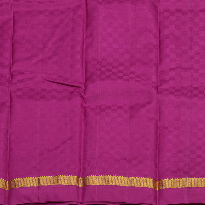 Hayagrivas Handloom Blue & Purple (Carpet Checks) Kanjivaram Silk Saree with Purple Border KBE1463J3-4
