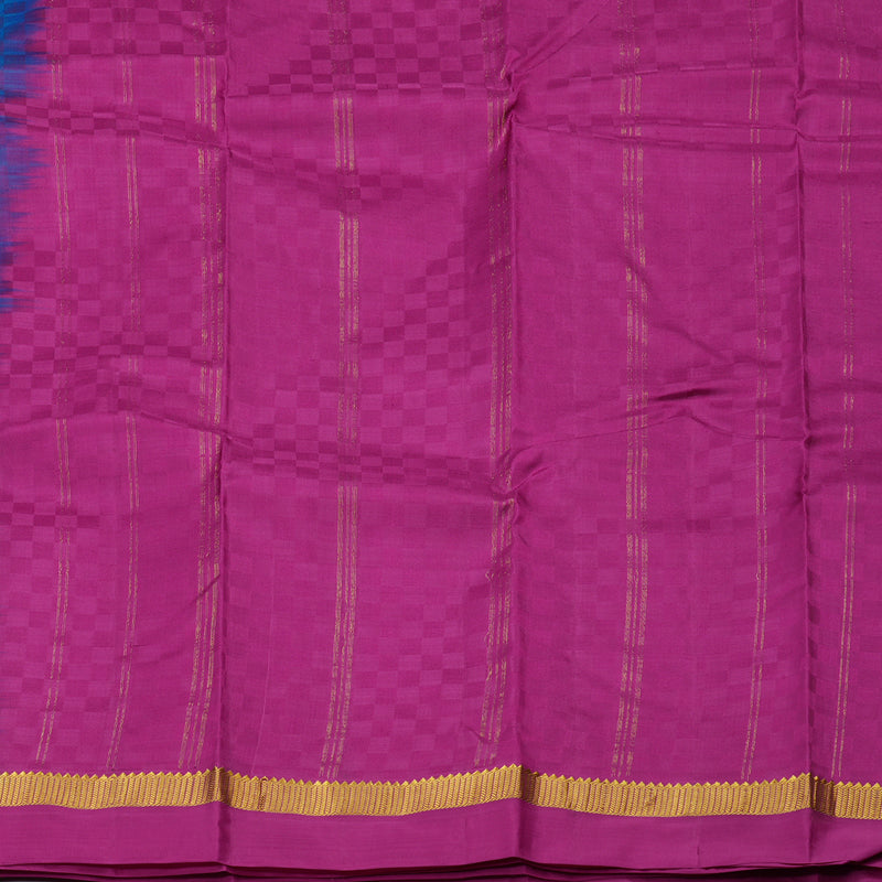 Hayagrivas Handloom Blue & Purple (Carpet Checks) Kanjivaram Silk Saree with Purple Border KBE1463J3-4