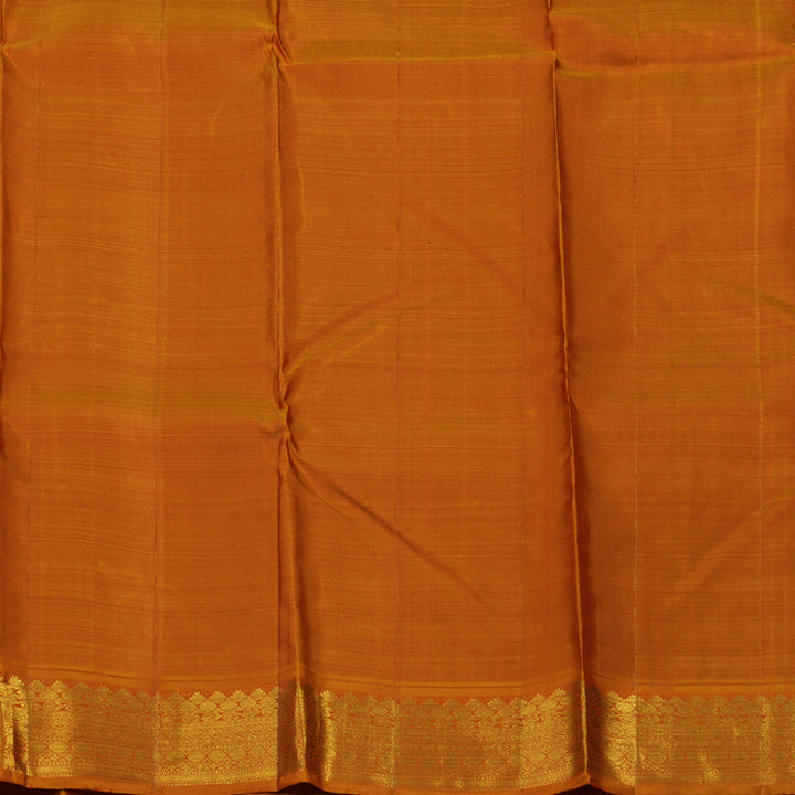 Hayagrivas Handloom Peacock Green Kanjivaram Silk Saree with Golden Orange border KBE1465J4-1