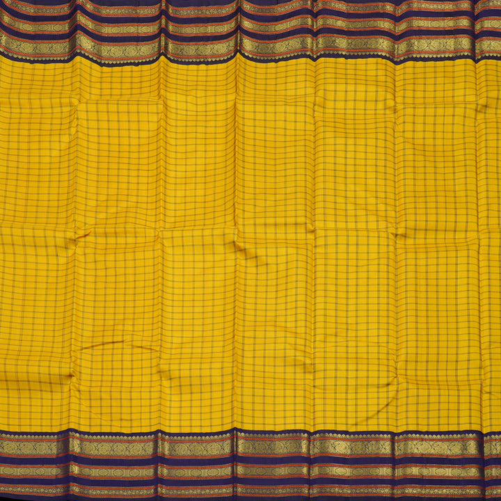 Hayagrivas Handloom Yellow Kanjivaram Silk Saree with Deep Violet Border KBE1467J10-1