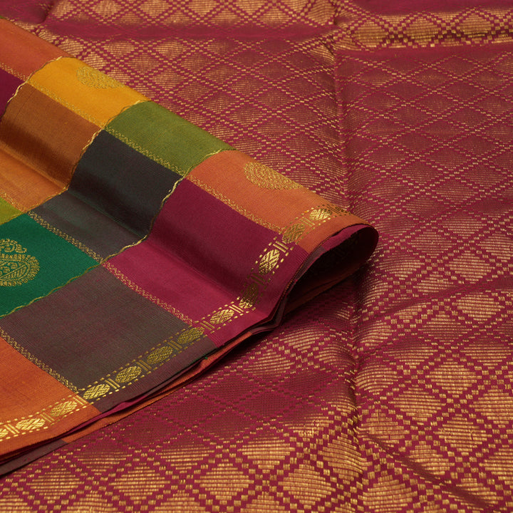 Hayagrivas Handloom Multicolour Checks Kanjivaram Silk Saree KBE1467J3-1