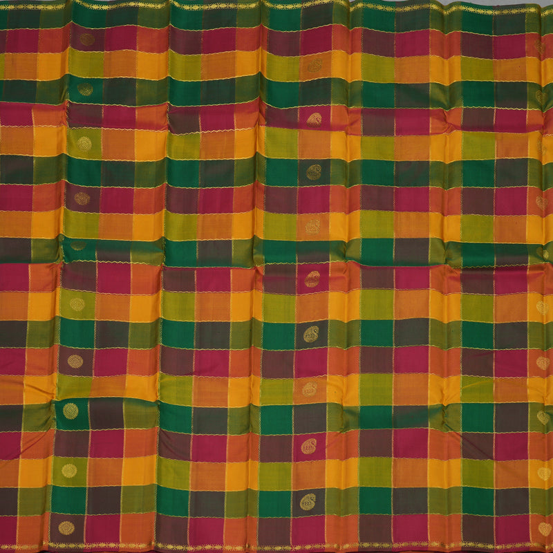 Hayagrivas Handloom Multicolour Checks Kanjivaram Silk Saree KBE1467J3-1