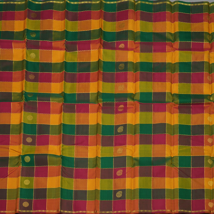 Hayagrivas Handloom Multicolour Checks Kanjivaram Silk Saree KBE1467J3-1