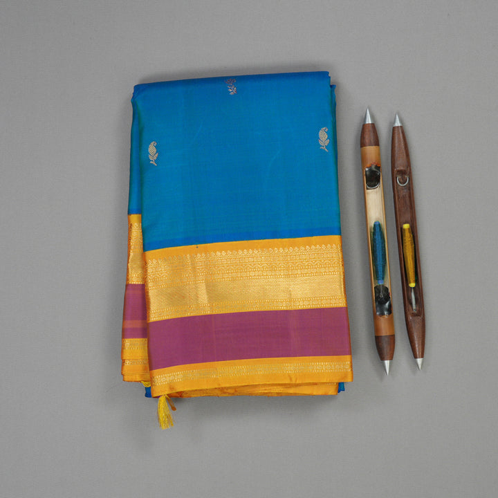 Hayagrivas Handloom Mayilkazhuthu Kanjivaram Silk Saree with Golden Yellow border KBE1469J17-1