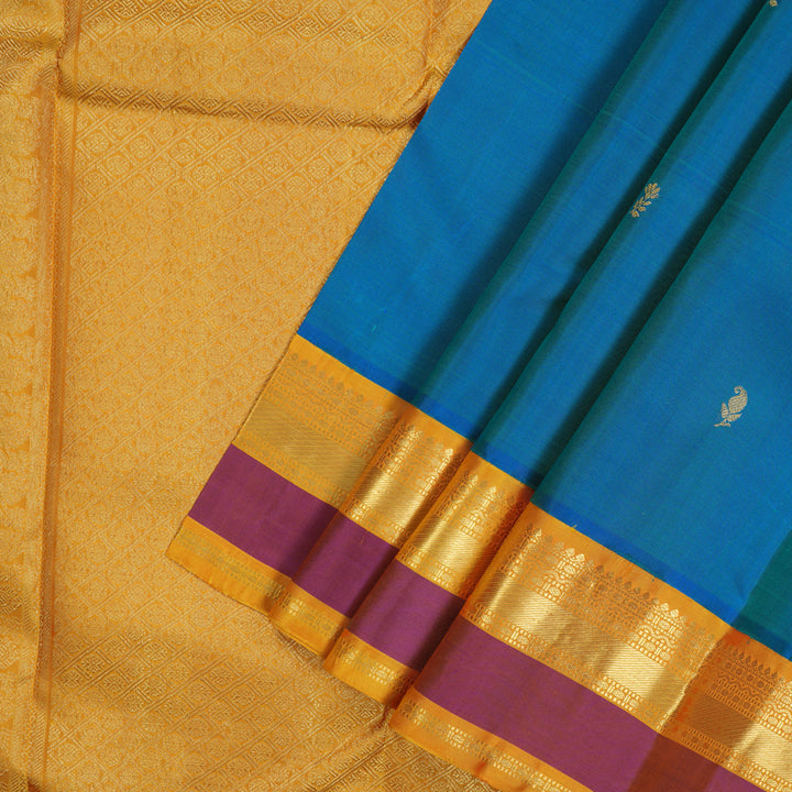 Hayagrivas Handloom Mayilkazhuthu Kanjivaram Silk Saree with Golden Yellow border KBE1469J17-1