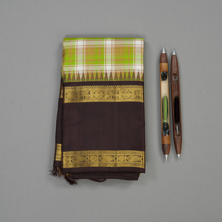 Hayagrivas Handloom Multicolour Checks Kanjivaram Silk Saree with Paaku Border KBE1469J25-1