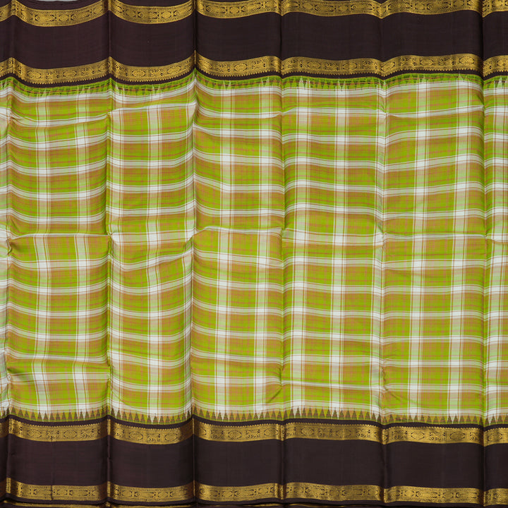 Hayagrivas Handloom Multicolour Checks Kanjivaram Silk Saree with Paaku Border KBE1469J25-1