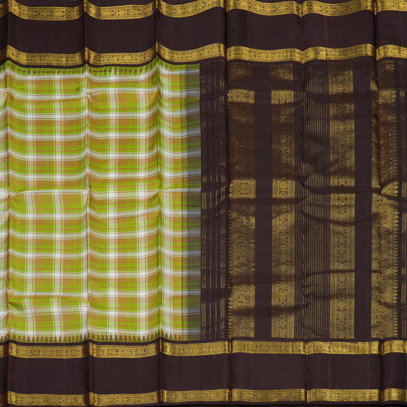 Hayagrivas Handloom Multicolour Checks Kanjivaram Silk Saree with Paaku Border KBE1469J25-1