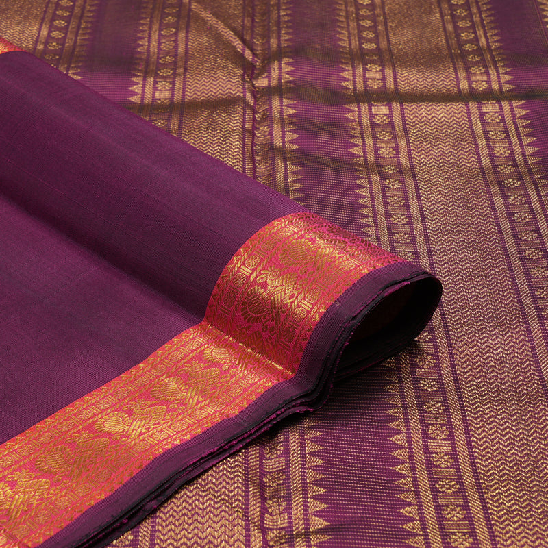 Hayagrivas Handloom Sea Green Kanjivaram Silk Saree with Wine Purple border KBE1469J21-1