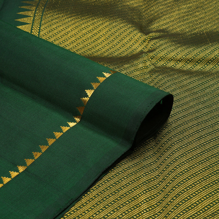 Hayagrivas Handloom Red Kanjivaram Silk Saree with Bottle Green Border KBE1469J22-1